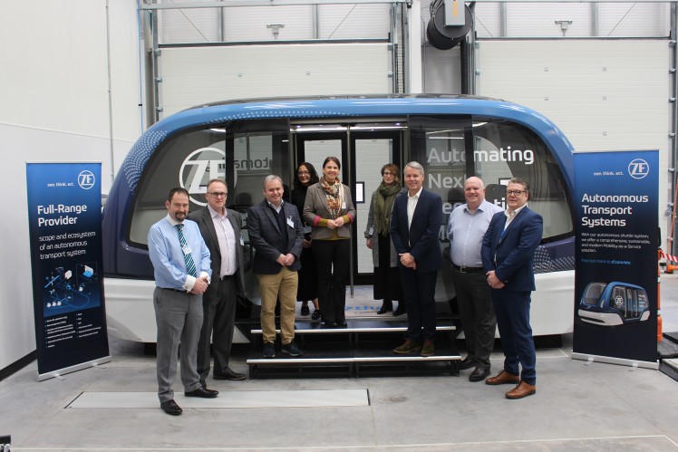 ZF presents Autonomous Transport Systems to UK Department of Transport: Trudy Harrison and Isobel Pastor view ZF’s Autonomous Shuttle at ZF Hub UK